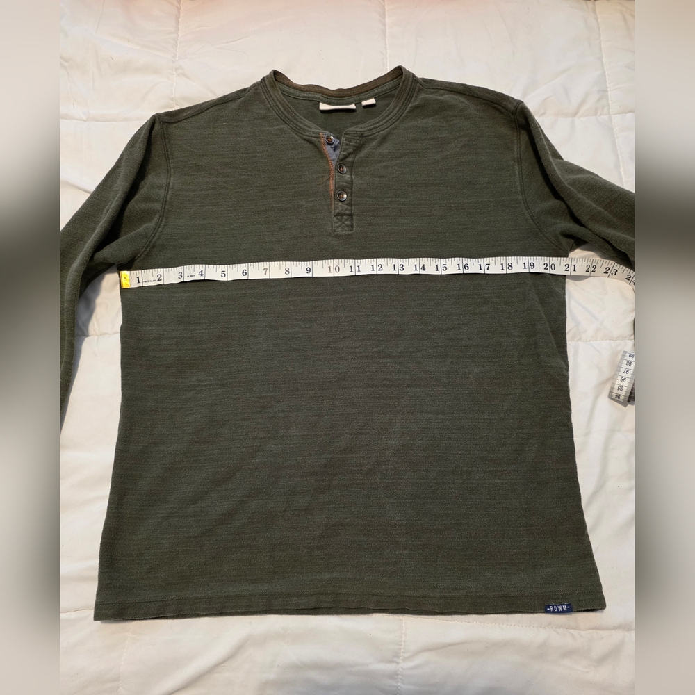 Rowm Long Sleeve Henley Shirt Mens Medium Heathered Blue - Picture 7 of 7